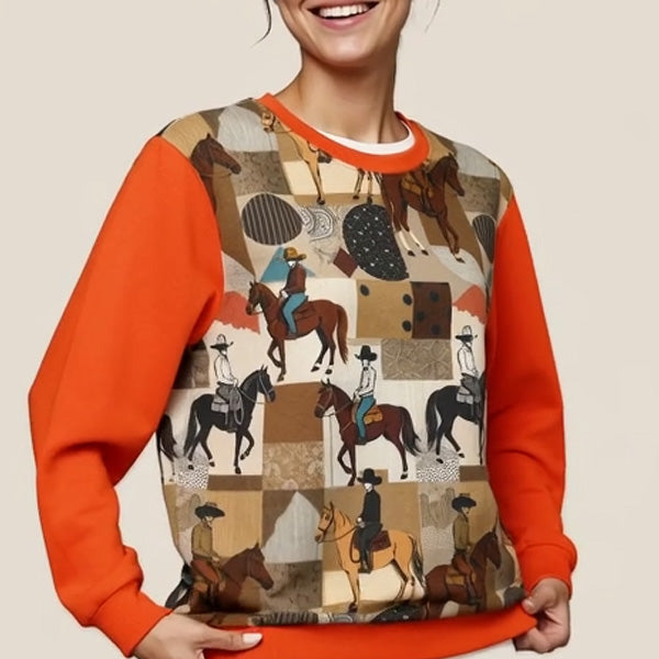 Casual Patchwork Sweater - Rider&#39;s Spirit