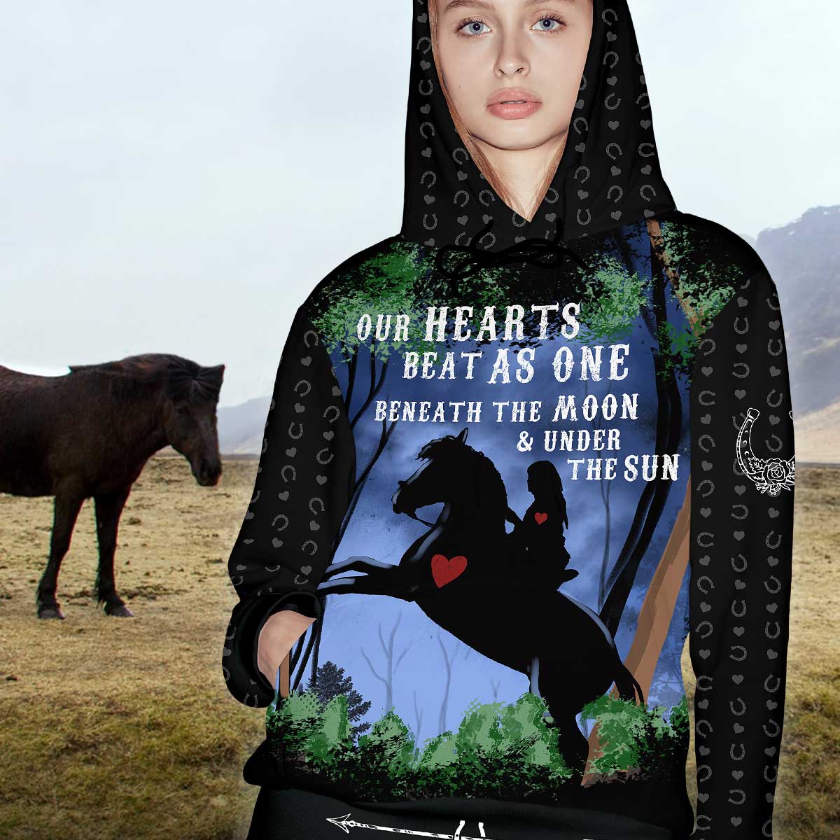 Our Hearts Beat As One - Custom Names Hoodie