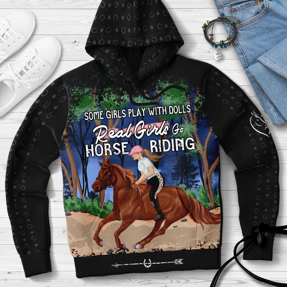 Real Girls Go Horse Riding - Premium Hoodie