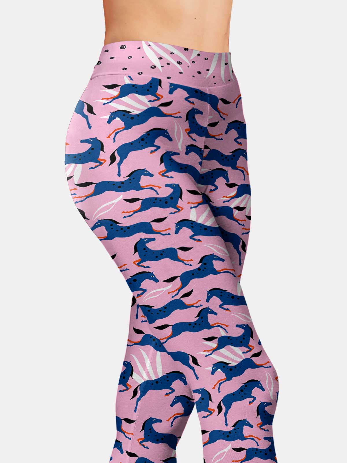 The Blue Jumping Horses Yoga Leggings